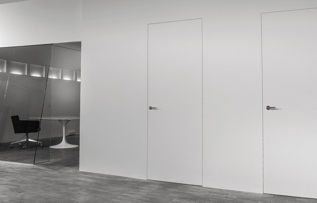 Two minimalist doors (frameless).