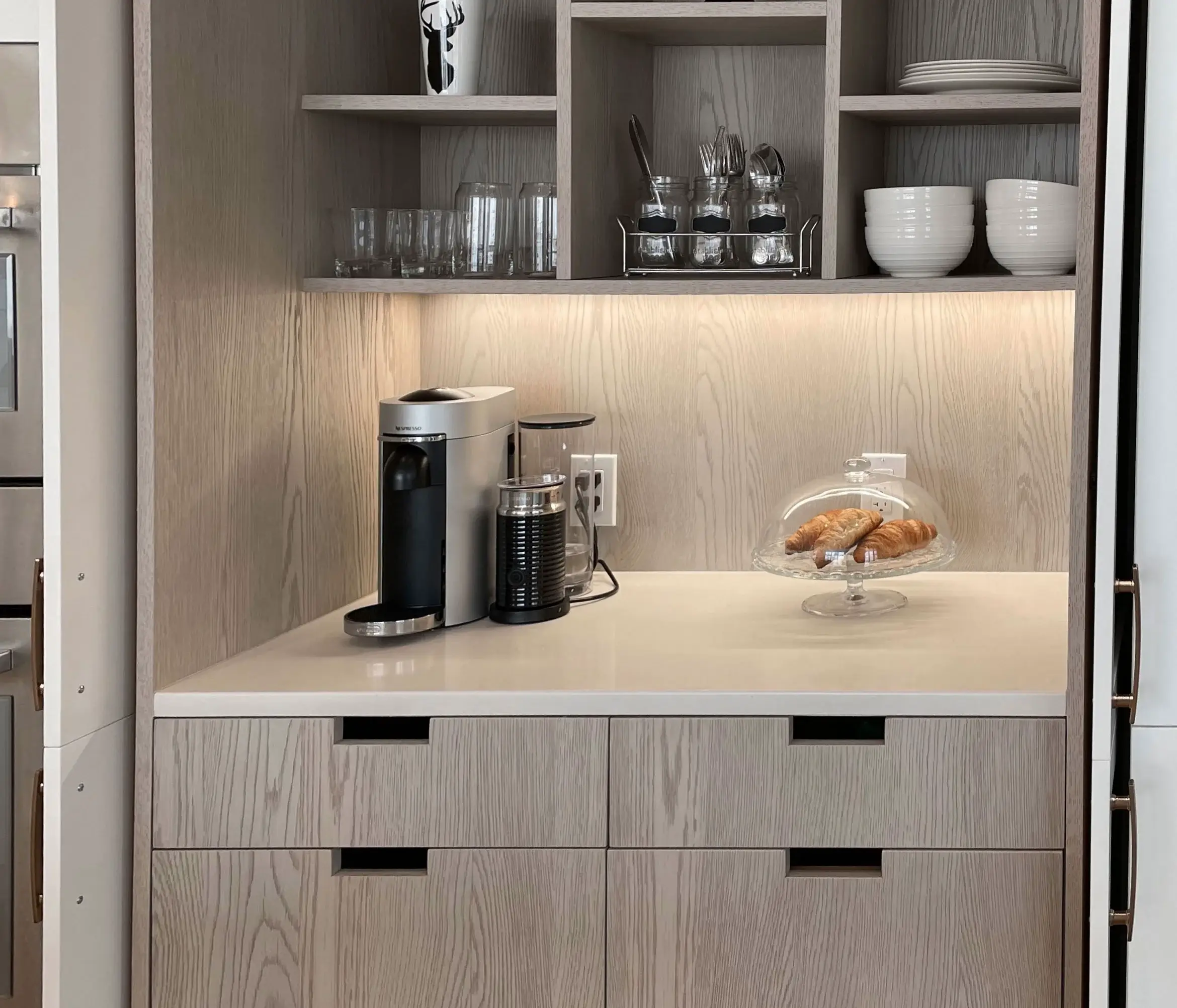 View of a breakfast nook with espresso machine